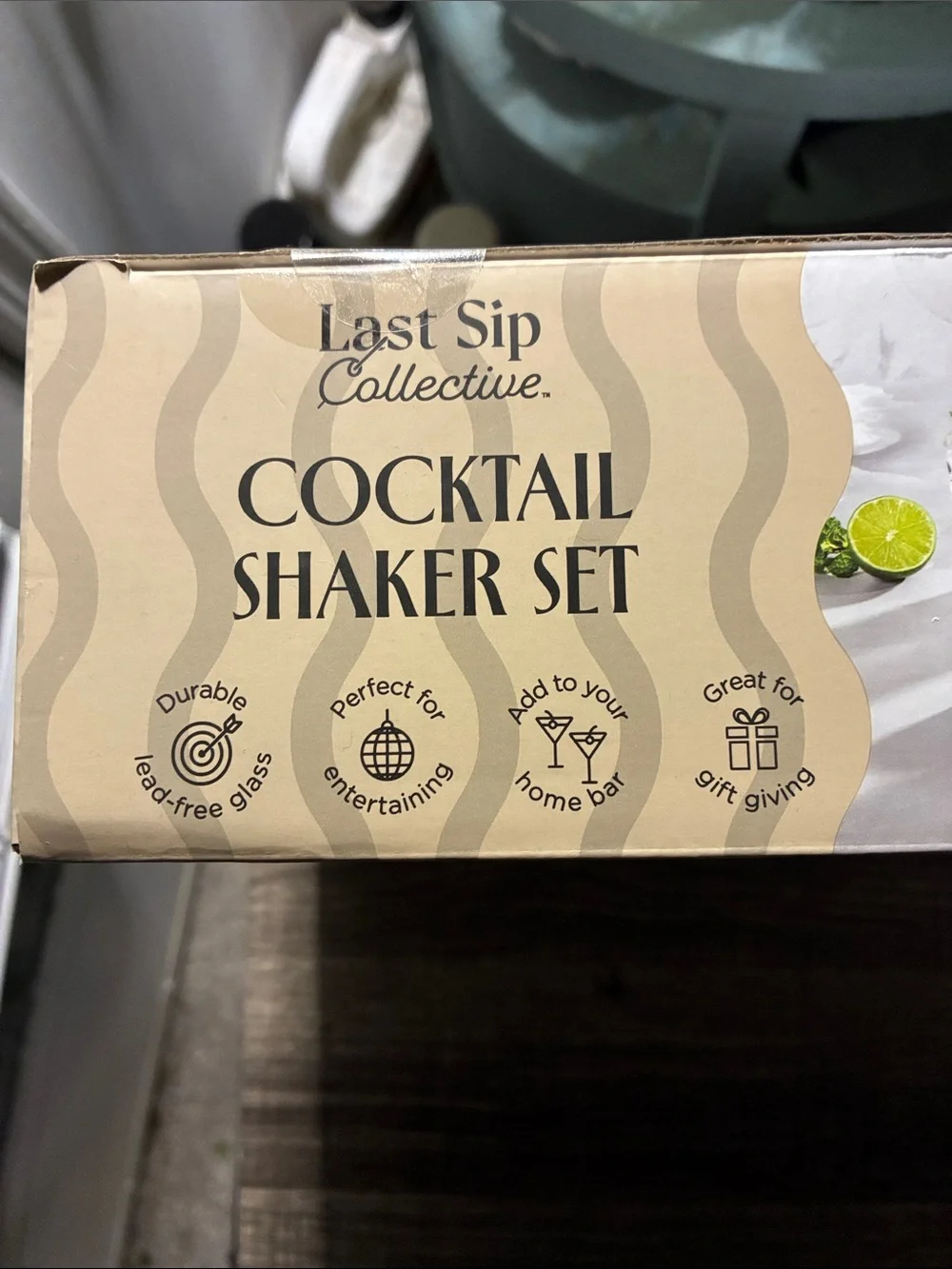 Gold Cocktail Shaker Set with Playing Card Glasses
